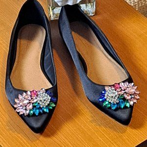 Asos Jeweled Black Satin flats